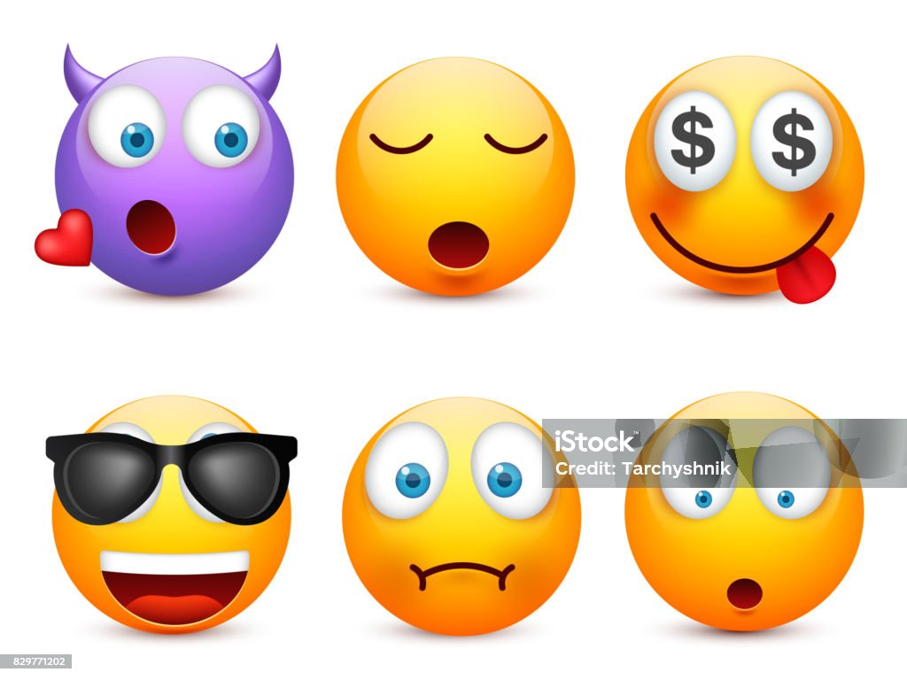 Smiley With Blue Eyesemoticon Set Yellow Face With Emotions Facial  Expression 3d Realistic Emoji Sadhappyangry Facesfunny Cartoon  Charactermoodvector Illustration Stock Illustration - Download Image Now -  iStock