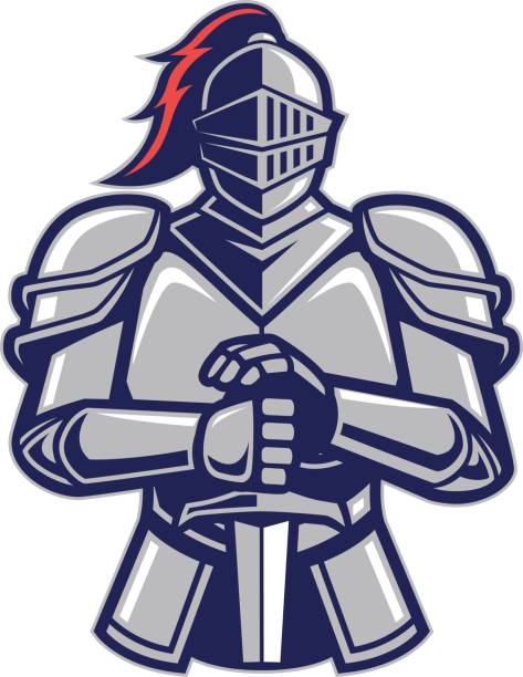 Warrior knight mascot - ilustração de arte vetorial