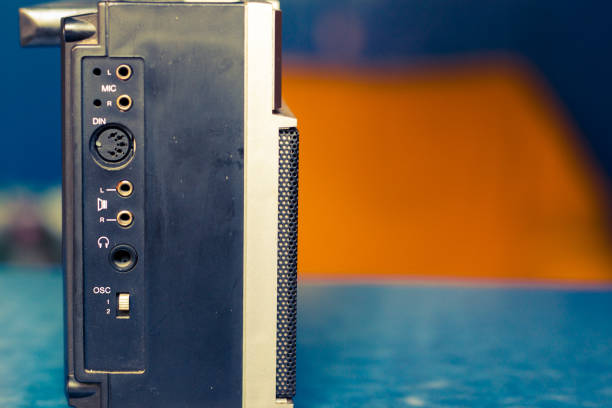 Old, vintage tape recorder. Radio. No people.