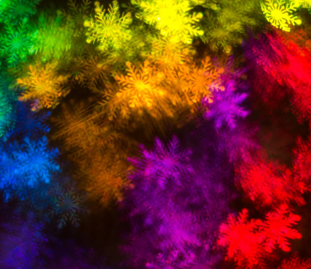 istock Beautiful background with different colored snowflake, abstract background, snowflake shapes on black background 829774948