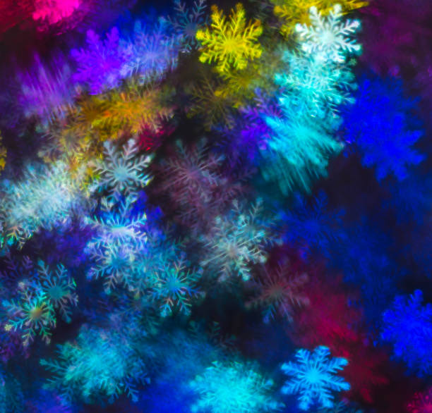 istock Beautiful background with different colored snowflake, abstract background, snowflake shapes on black background 829775074