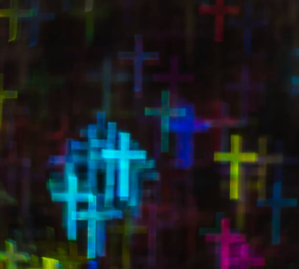 istock Beautiful background with different colored cross, abstract background, crucifix shapes on black background, 829775096