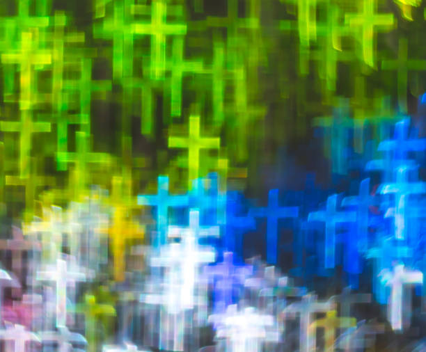 istock Beautiful background with different colored cross, abstract background, crucifix shapes on black background, 829775186