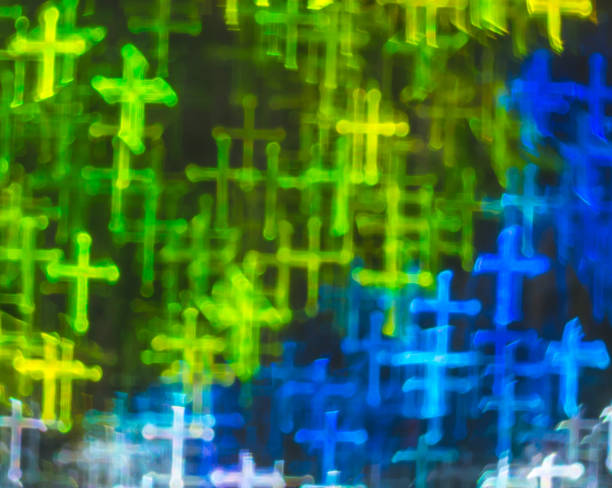 istock Beautiful background with different colored cross, abstract background, crucifix shapes on black background 829775936