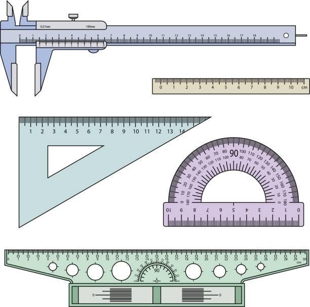 ilustrações, clipart, desenhos animados e ícones de conjunto de instrumentos de medição - drawing compass protractor architecture caliper