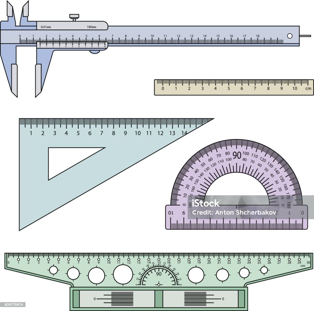 Geometry Measurement Instruments Set Of Measuring Instruments Stock Illustration - Download Image Now ...