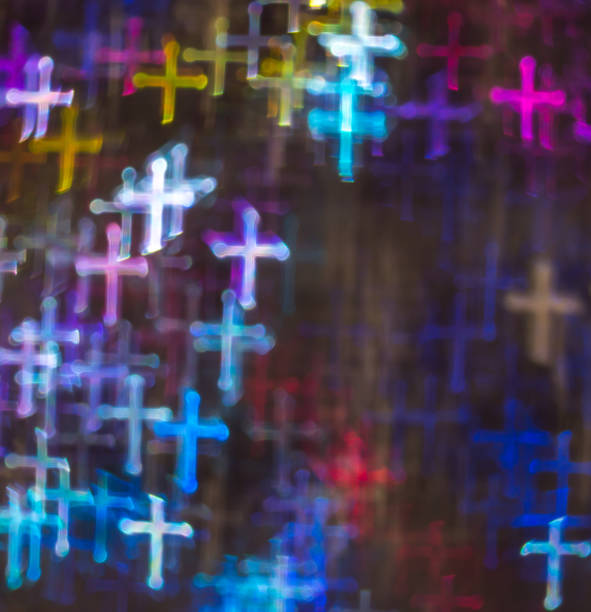 istock Beautiful background with different colored cross, abstract background, crucifix shapes on black background 829776058
