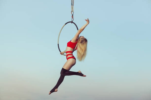 istock Woman acrobat in the air. 829778764