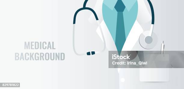 Medical Background With Close Up Of Doctor With Stethoscope Stock Illustration - Download Image Now