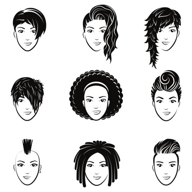 Vector Set Of Stylized With Beautiful Women Hairstyles Fashion Stylish  Collection Of Fashionable Hairstyle Stock Illustration - Download Image Now  - iStock