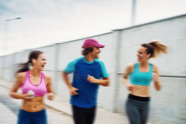 Partial view of runners – blurred motion