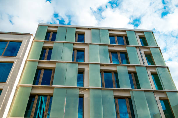 istock building with green milk glass 829786608