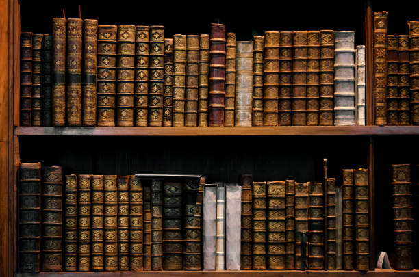 istock antique wooden bookshelf 829794930