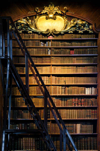 istock antique wooden bookshelf 829795182