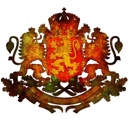 old isolated over white coat of arms of bulgaria