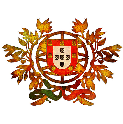 old isolated over white coat of arms of portugal