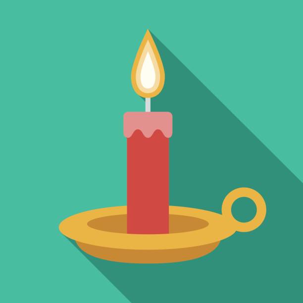 illustrazioni stock, clip art, cartoni animati e icone di tendenza di icona del design piatto di natale: candela - candle candlestick holder flame vector