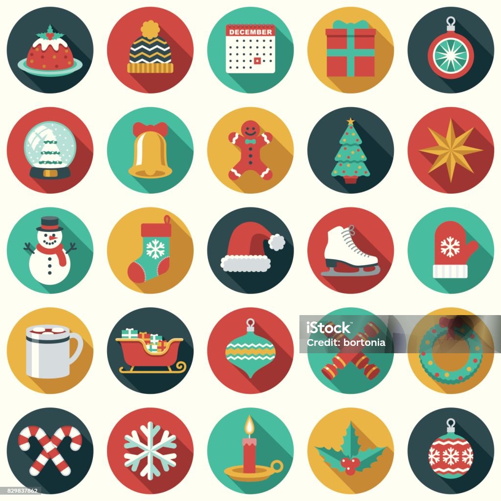 Christmas Flat Design Icon Set A flat design style Christmas icon. File is cleanly built and easy to edit. Christmas stock vector