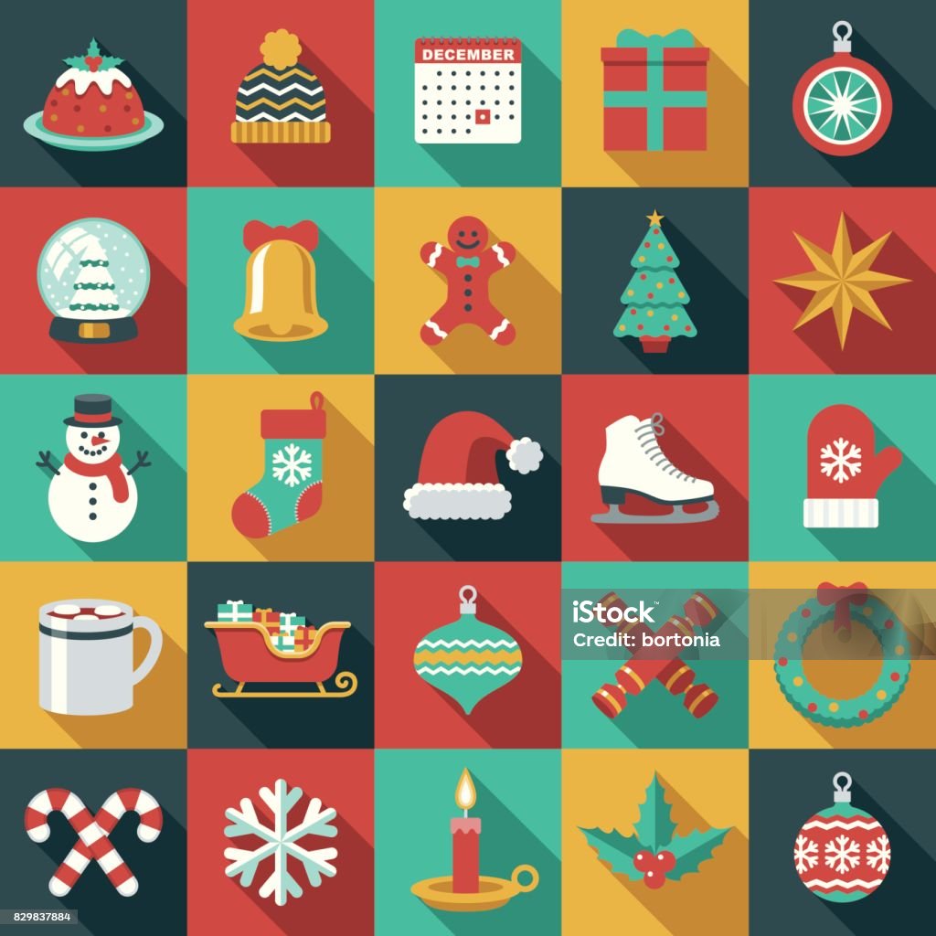 Christmas Flat Design Icon Set A flat design style Christmas icon. File is cleanly built and easy to edit. Christmas Stocking stock vector