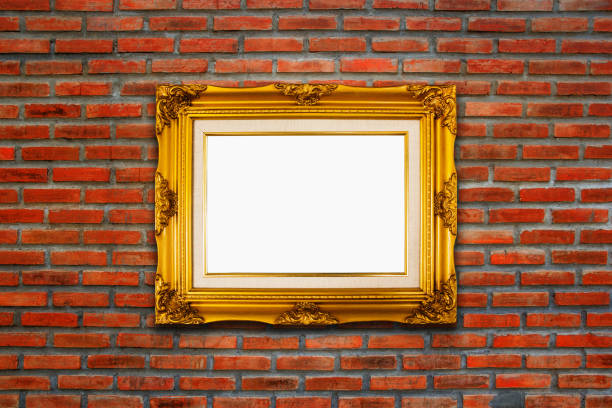 istock Classic wooden frame on red brick wall background. 829870048