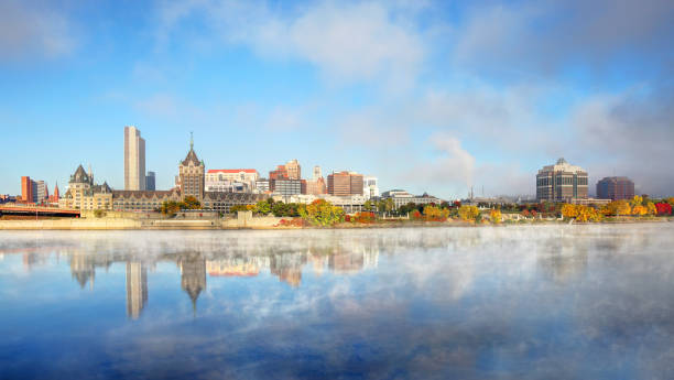 istock Autumn mist on the Hudson River in Albany, New York 829904054