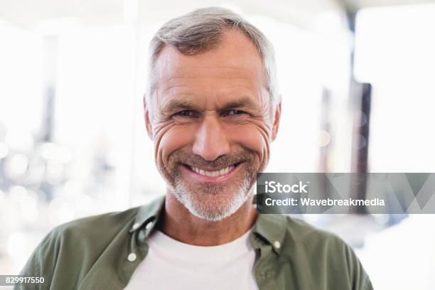 Smiling Businessman In Office Stock Photo - Download Image Now - 50-54 Years, Men, Mature Men