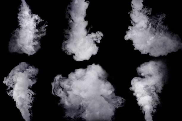 istock Set of abstract white smoke against dark background 829937686