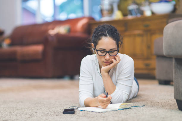 istock Listening to riveting podcast 829954106