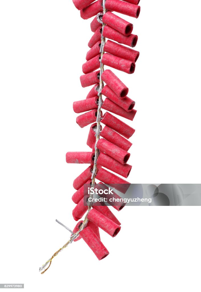 Red Firecrackers String Isolated On White Backgroundfirecracker Stock ...