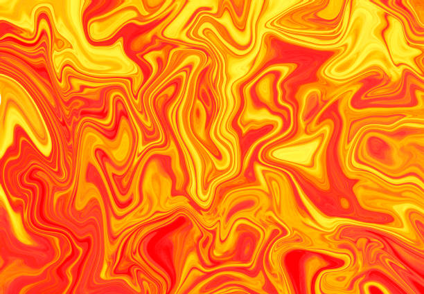 istock Red yellow color mix background. Orange marbling digital illustration 829981726