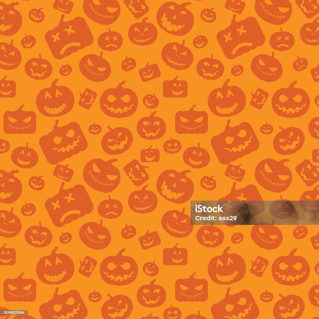 Seamless pattern background with orange halloween festive, endless pumpkins carved. Vector illustration Halloween stock vector