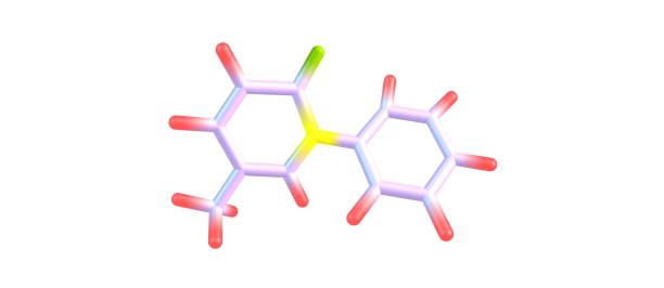 estructura molecular de la pirfenidone aislado en blanco - sistema de havers fotografías e imágenes de stock