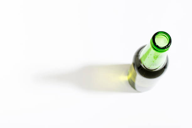 istock Open beer bottle on white background with border. Top view 830098336