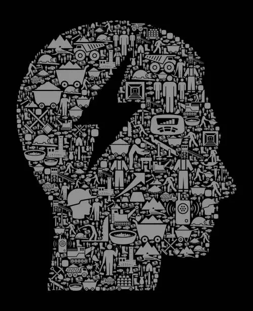 Vector illustration of Electric Mind Mining Industry Vector Icon Background