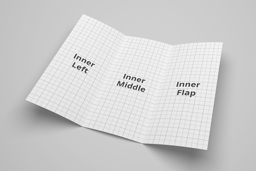 US Letter tri fold brochure or flyer 3D illustration mockup with grid No. 4