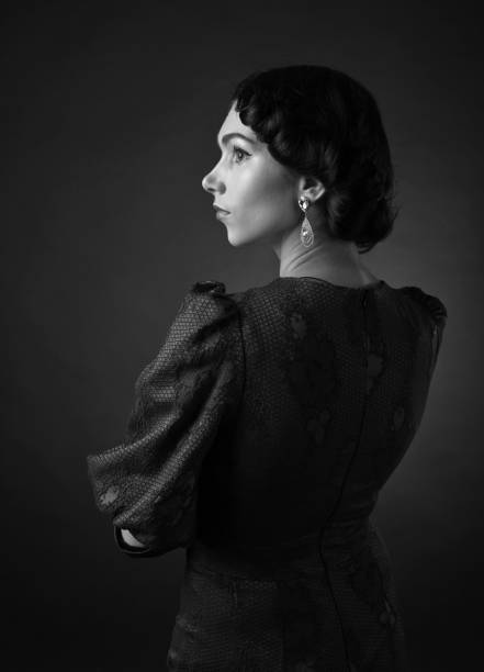 istock Black and white portrait in retro style . 830185242