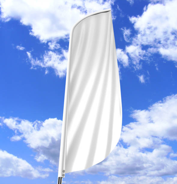Blank white convex feather flag outdoor advertising shield flag banner or vertical wind banner mock up template