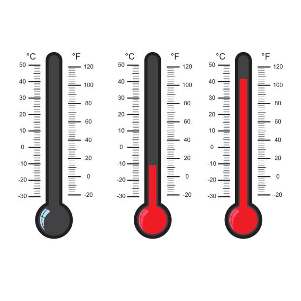 ilustrações de stock, clip art, desenhos animados e ícones de thermometer icon on white background vector illustration - letter c