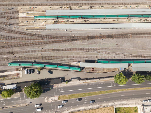 istock Aerial view of a railway station 830247944