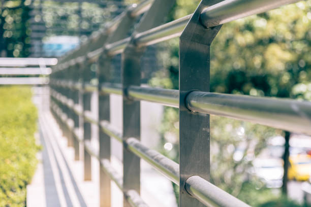 istock side view of metal handrail 830257660