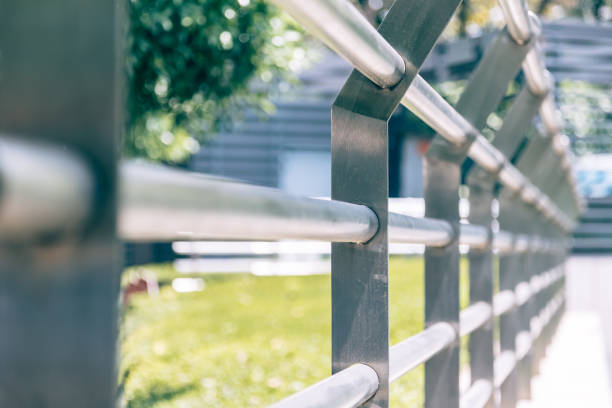 istock side view of metal handrail 830257674