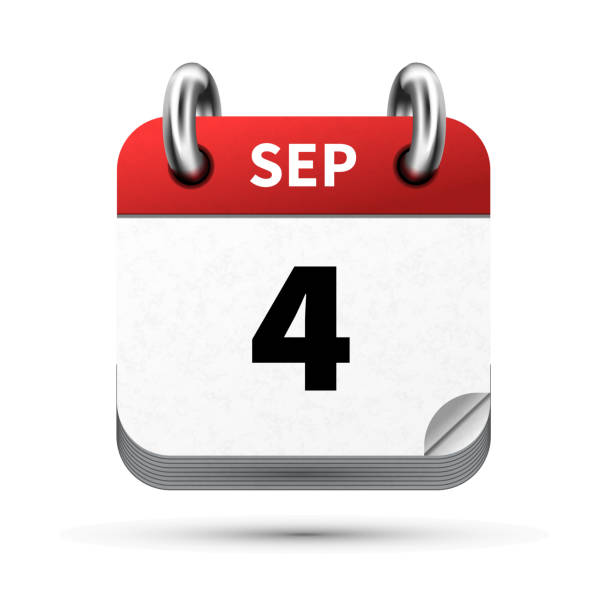 istock Bright realistic icon of calendar with 4 september date isolated on white 830269224