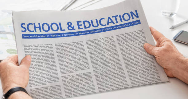 istock Man reading newspaper with the headline School and Education 830275748