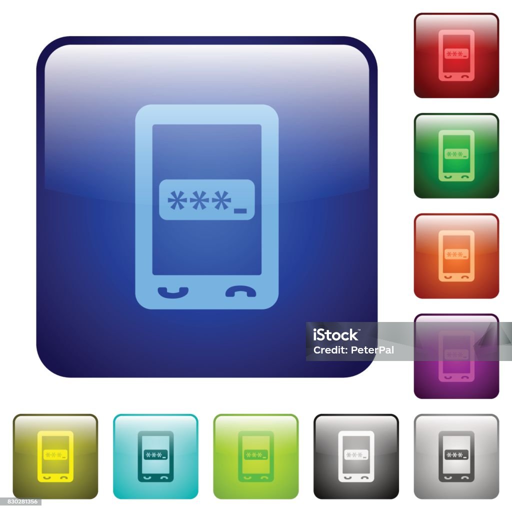 Pin Code Button Ui Mobile Pin Code Color Square Buttons Stock Illustration - Download ...