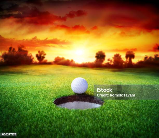 Golf Ball In Hole Golfing Stock Photo - Download Image Now - Golf Ball, Golf, Hole
