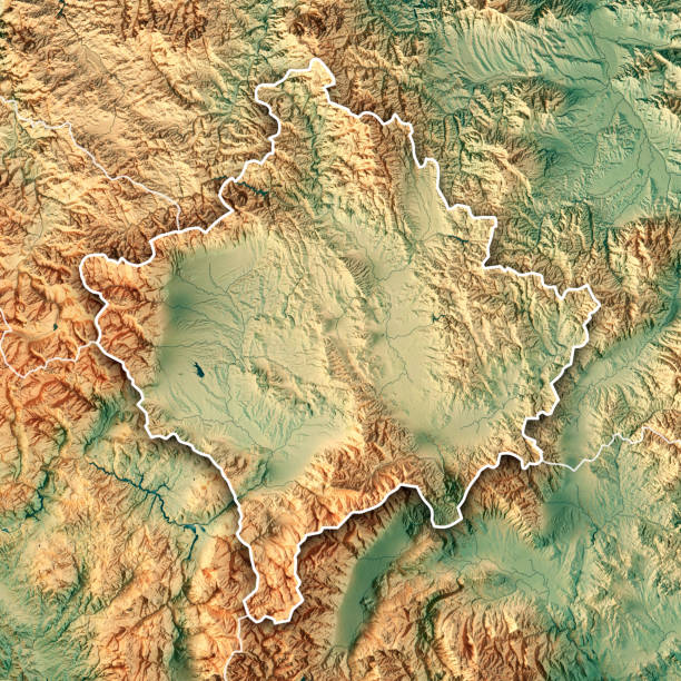 istock Kosovo Country 3D Render Topographic Map Border 830297822