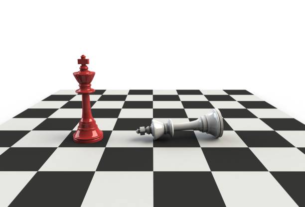 istock Chess king on the playing board on white background, 3D rendering 830299124