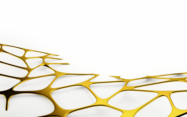 Abstract gold geometrical background with space. 3D rendering