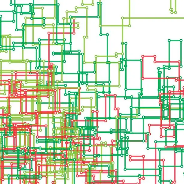 Vector illustration of Fruit Vector Rectangular Circuit Line Pattern