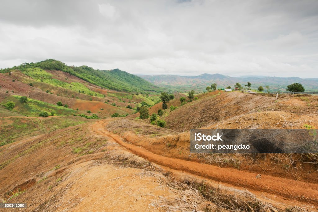 Mountain and Bare land landscape plantation Dirt Stock Photo